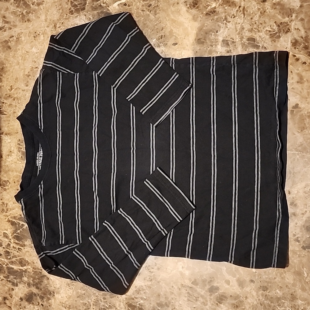 Faded Glory Black with Gray stripes Long Sleeve Tee Boys Size 6/7
